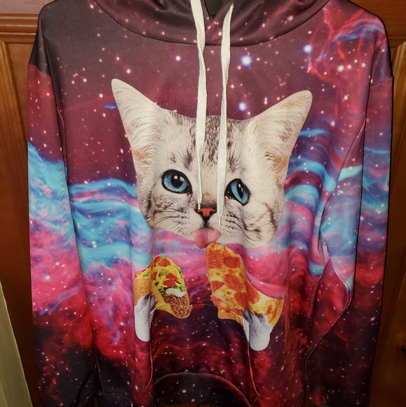Cat Galaxy pizza taco hoodie - Picture 1 of 6